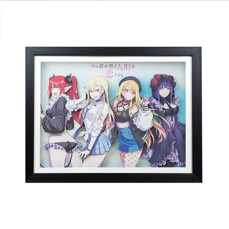 

Animation dress-up doll love 3D painting Gao Chuan Uimo bedroom living room decoration painting 2D character group portrait