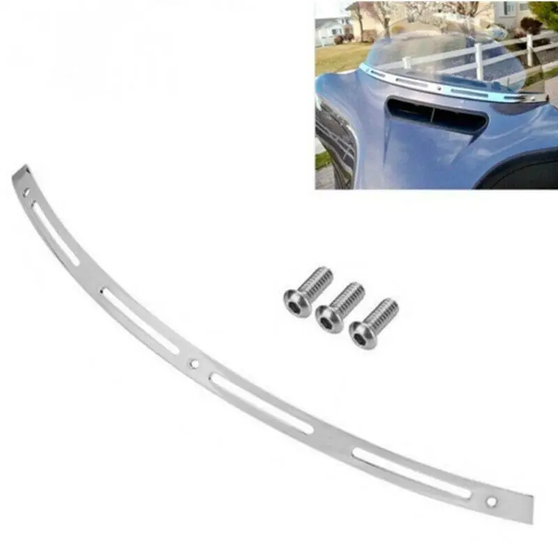 

Plated Chrome Grooved Windshield Trim For 1996-2013 Touring Bagger Batwing