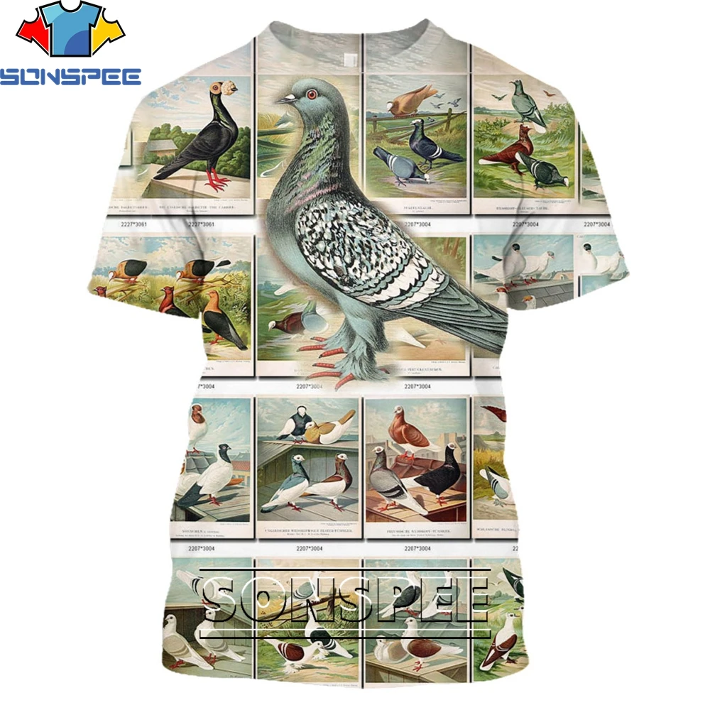 

Animal Bird Pigeon Printed 3D Mens T-shirt Summer Casual Fashion Mens T Shirts Fashion Streetwear Womens Short Sleeve