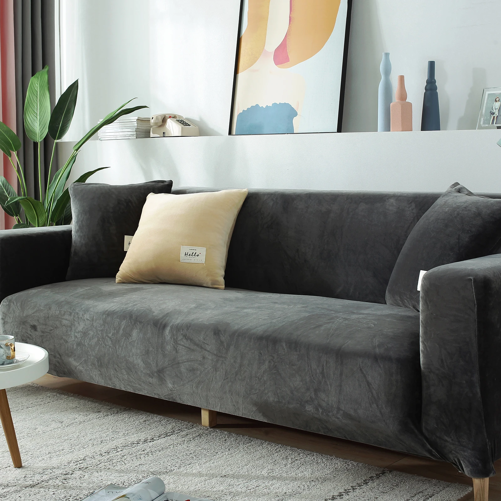 Плотный бархатный чехол для дивана на 1 2 3 4 места Высокоэластичный нескользящий