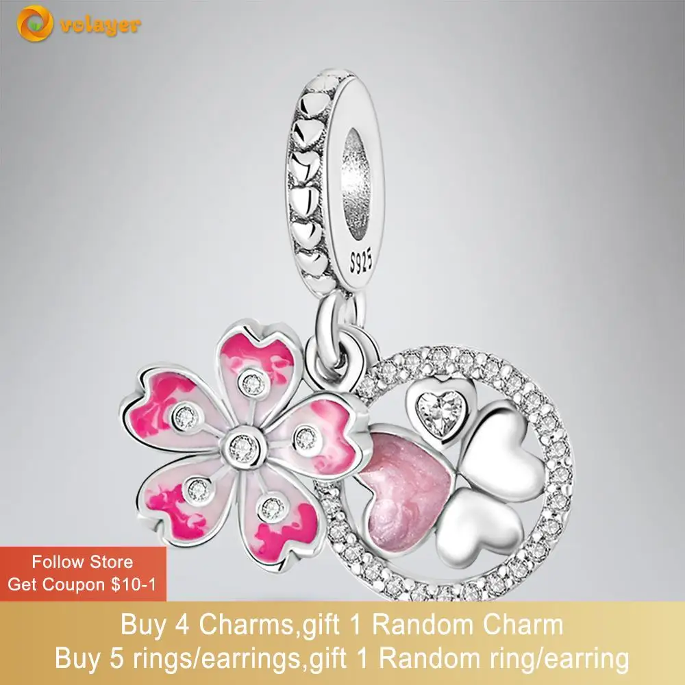 

Volayer 925 Sterling Silver Beads Daisy Heart Dangle Charm fit Original Pandora Bracelets for Women Jewelry Making Gift