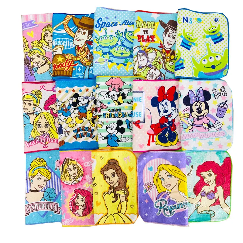 

Disney Mickey Minnie Mouse Princess ToyStory Baby Towels Cotton Handkerchief Travel Soft Toddler Face Hand Towel 16x16cm