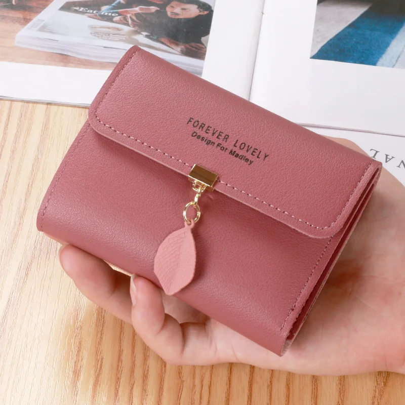 

1 Pcs New Cute Women Short Wallet Leather Card Coin Holder Mini Small Desigh Purse Female Ladies Card Case