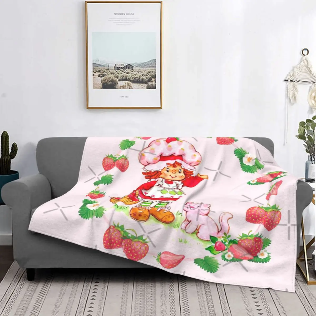 

Manta de tarta corta de fresa, colcha para cama a cuadros, manta de lana, toalla de playa de lujo