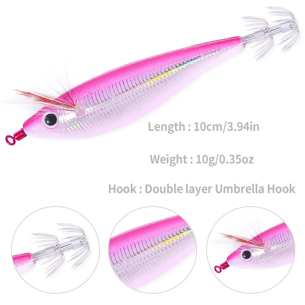 

Newup 100/lot Pesca Eging Squid Shrimp Lure Octopus Bait Kit 10cm 10g Luminous Octopus Bait Goods for Fishing Sea Lure