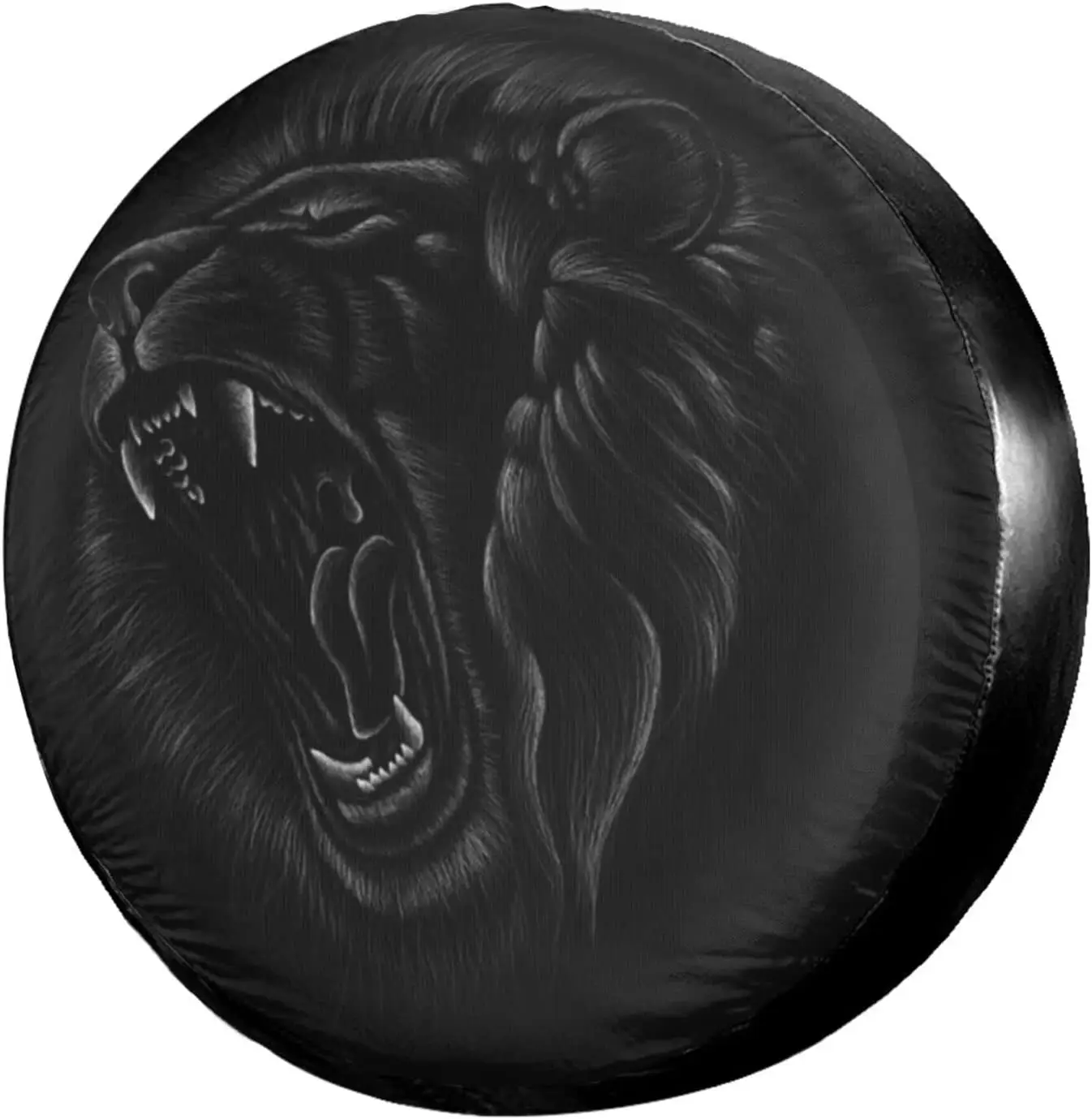 

Hand Drawn Black Lion Roaring Spare Tire Cover Polyester Waterproof Covers for Trailer RV SUV Truck and Many Vehicles
