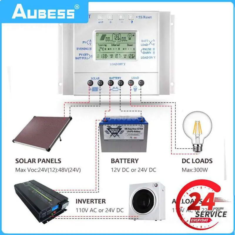 

Solar Controller Pwm Charging Mode 12v/24v 1000w/2000w Charge Controller Easy Operation Interface Mppt Solar Panel Regulator
