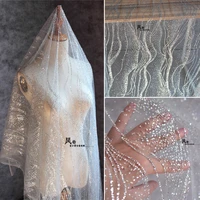 bronzing tulle fabric gray small diamond sequins diy background decor various skirts gown wedding dress designer fabric