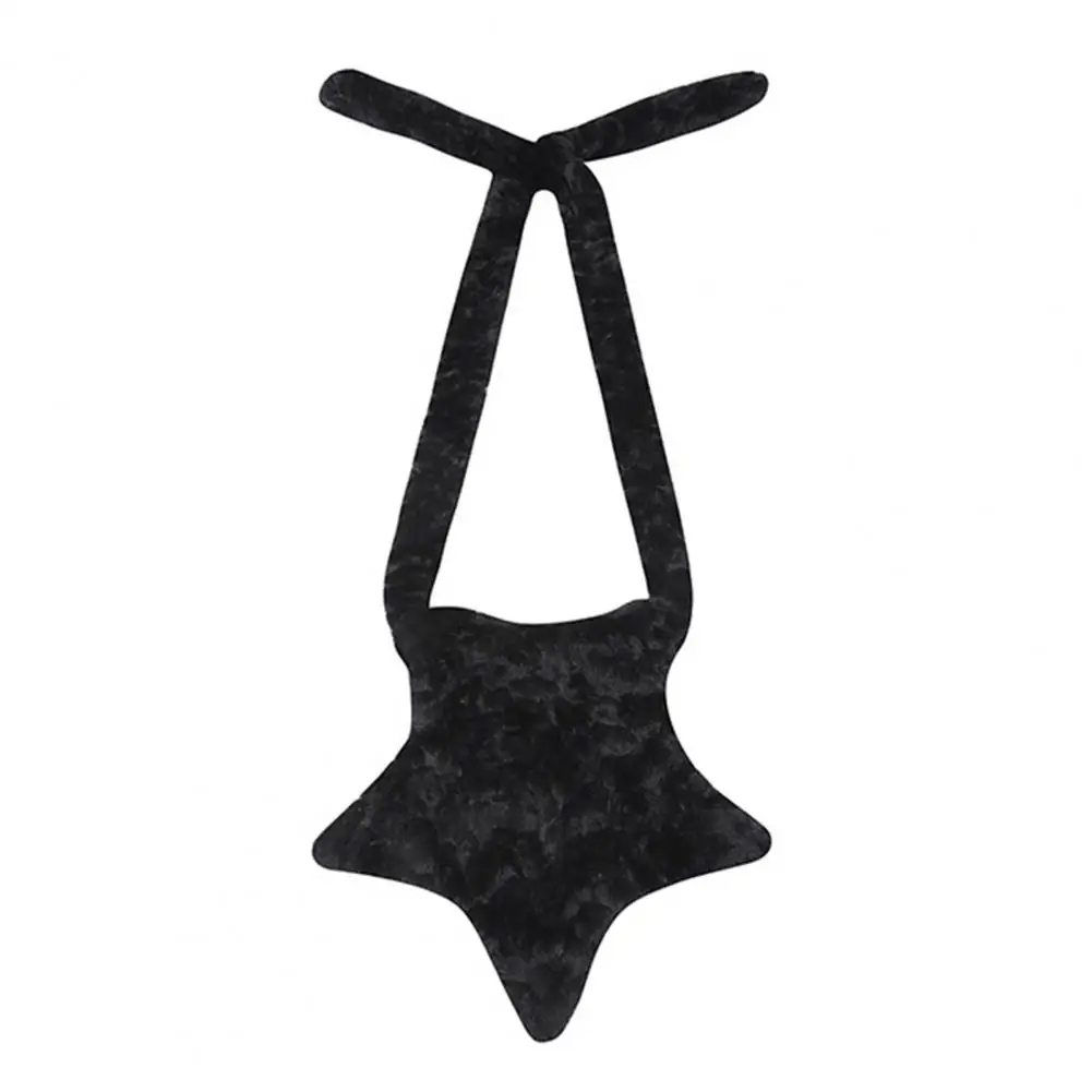 

Solid Color Women Handbag Stylish Star Shape Shoulder Bag Plush Capacity Adjustable Strap for Travel Shopping Street Style Plush