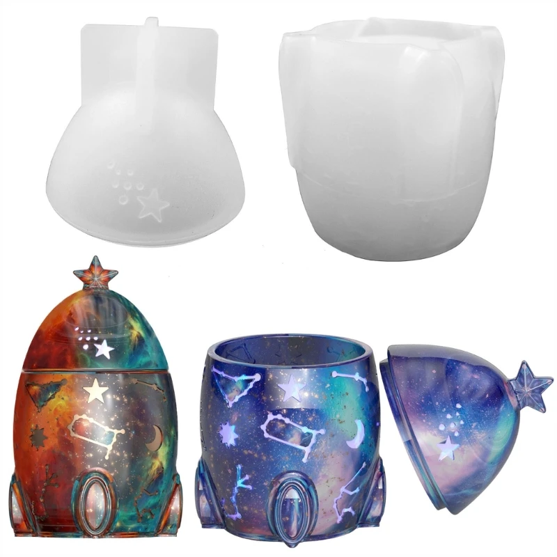 

Jar Resin Moulds Rocket Shaped Silicone Resin Jar Moulds Silicone DIY Molds Epoxy Moulds for Storage Container Box Jar