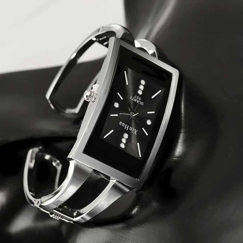 

Women Bracelet Watch Xinhua Quartz Wristwatch Crystal Fashion Silver Casual Drop Ship Stainless Steel Relojes Mujer Bangle Clock