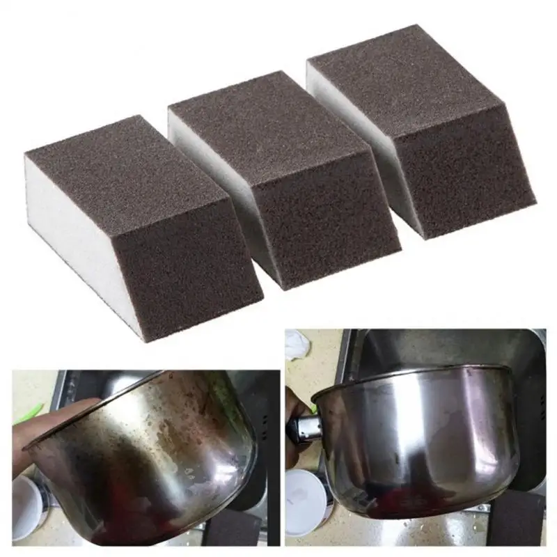 

5PCS Alumina Emery Sponge brush Brown Emery Sponge Dishwashing Brush Eraser Kitchen Pot Except Rust Cleaning Kitchen Accessory