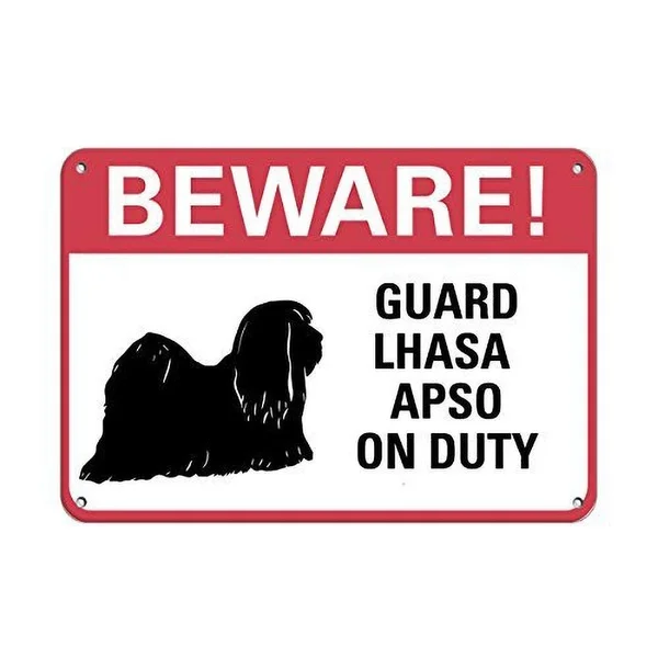 

Остерегайтесь! Жестяной знак Guard Lhasa Apso On Duty, художественное настенное украшение, винтажный алюминиевый Ретро металлический знак, железная ж...