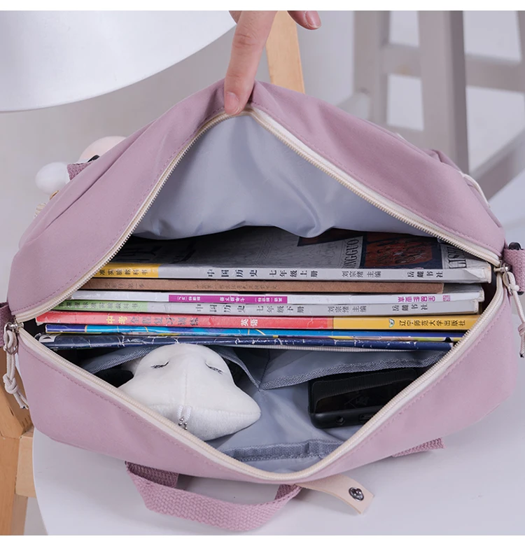 Clear Pocket 3 Ways Backpack for Teens Women Simple Canvas Rucksack Mini Packbag Teen Girls Backpacks for Daily Shopping 2089 images - 6