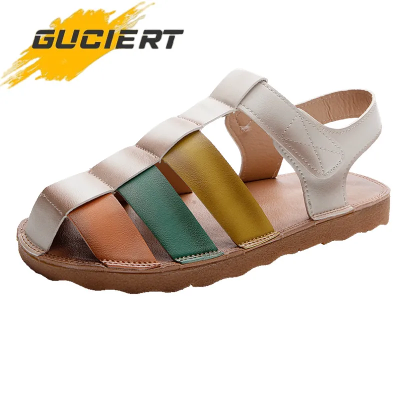 

Сандалии Baotou женские для отдыха на открытом воздухе, пляжные босоножки с цветными блоками, кожаные, в ретро стиле, лето 2022