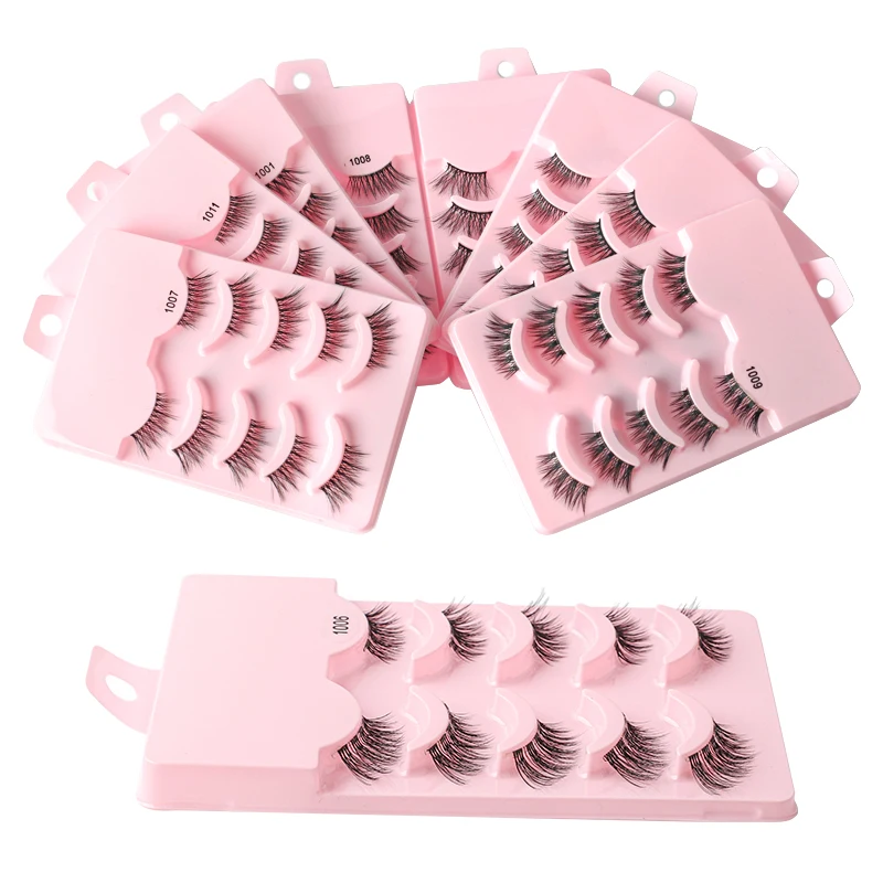

Wholesale 2/5/10/50/100Boxes Mink Lashes 3D Half False Eyelash Make Up Eyelash Extension Natural Long Faux Cils Hand Made Lashes