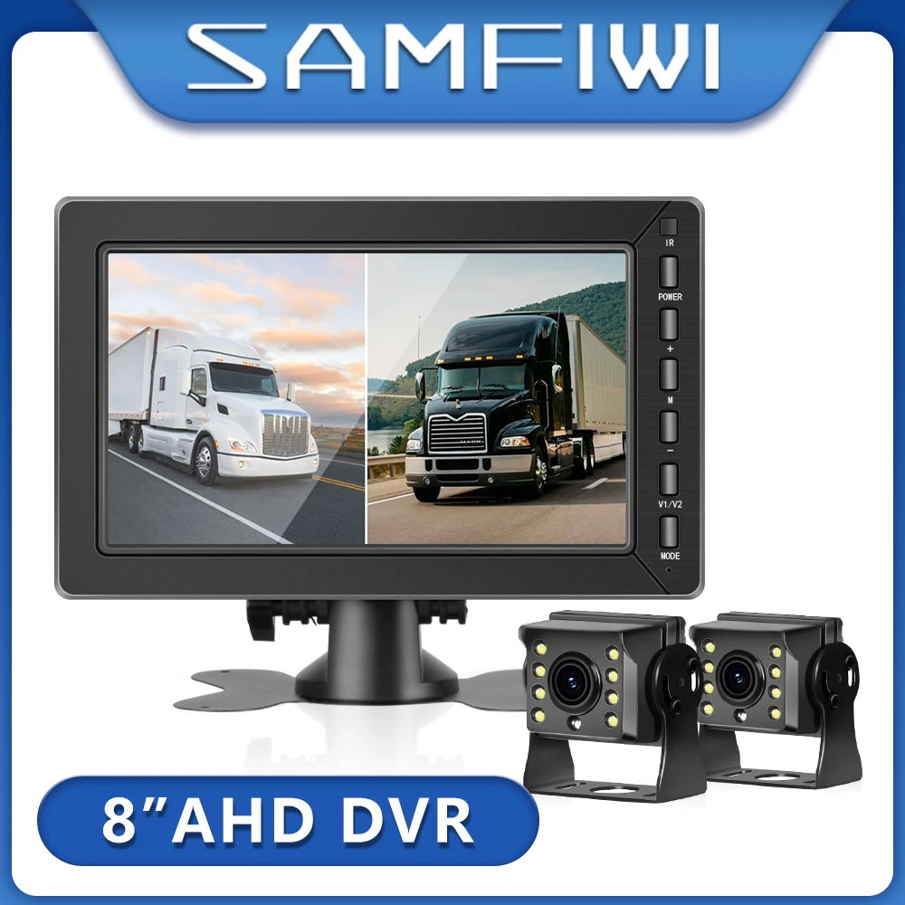 

8 inch Car Monitor 1920*1080P Recording DVR AHD IR Car Rear View Camera Truck Vehicle IPS Monitor Sunshade Support SD Card