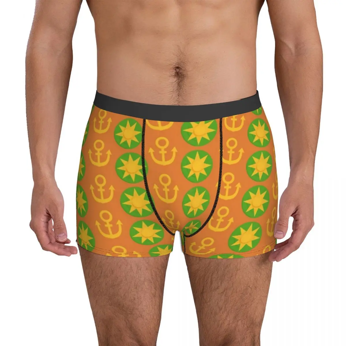 Jojos Bizzare Adventures Underwear Sun Stars Pattern Funny Underpants Printing Boxer Brief 3D Pouch Men Oversize Boxer Shorts