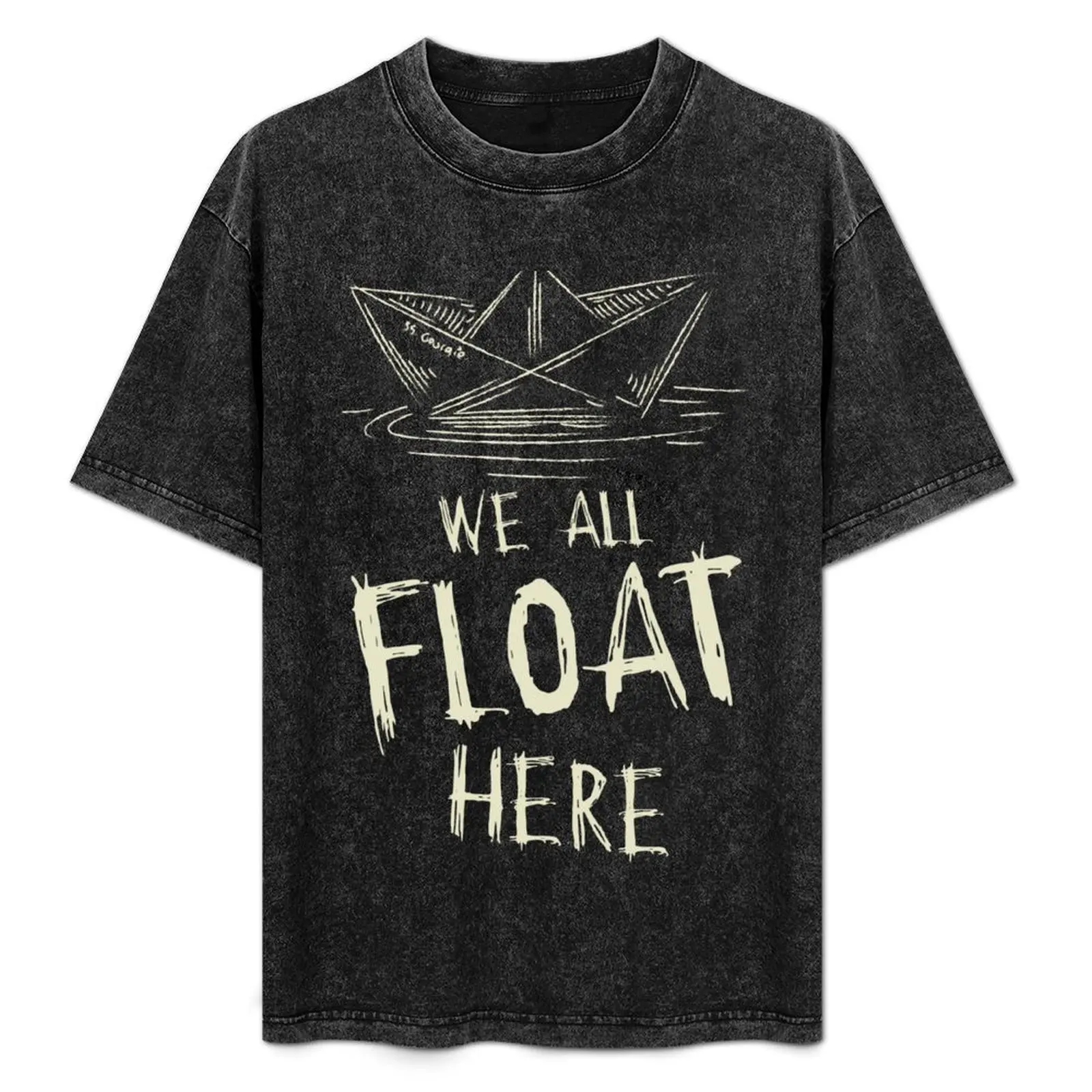 Фото Футболка с надписью SS Georgie Paper Boat We All Float Here, долговечная повседневная футболка №1