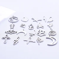 40pcs mixed stainless steel charms for jewelry making supplies moon cross hearts pendant silver color cute charm diy accessories