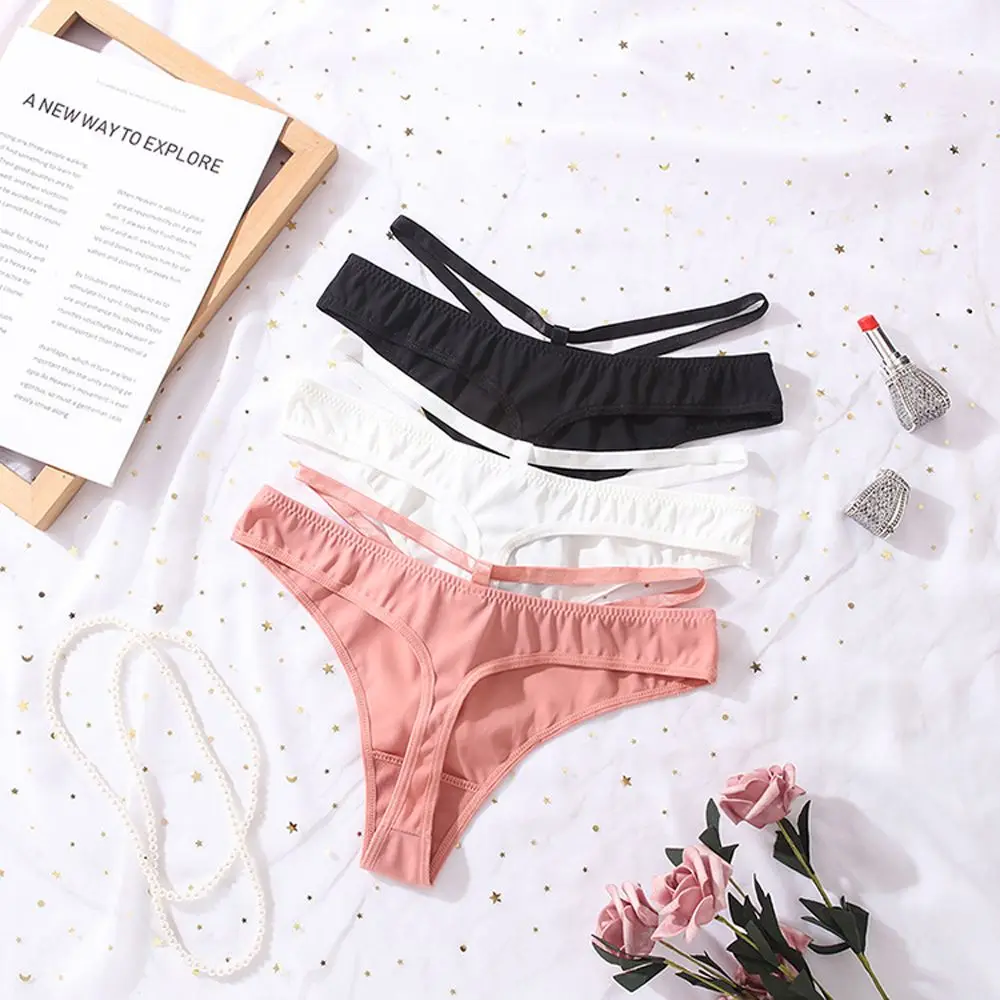 

Comfortable Solid Color Seamless Underpants Lingerie Cross Sexy Panties Ice Silk Panties Bandage Briefs Women Underwear