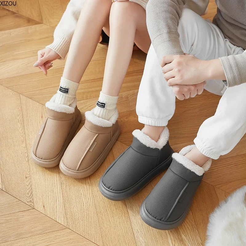 Мужские домашние тапочки для пар наклонная бархатная утепленная удобная мужская