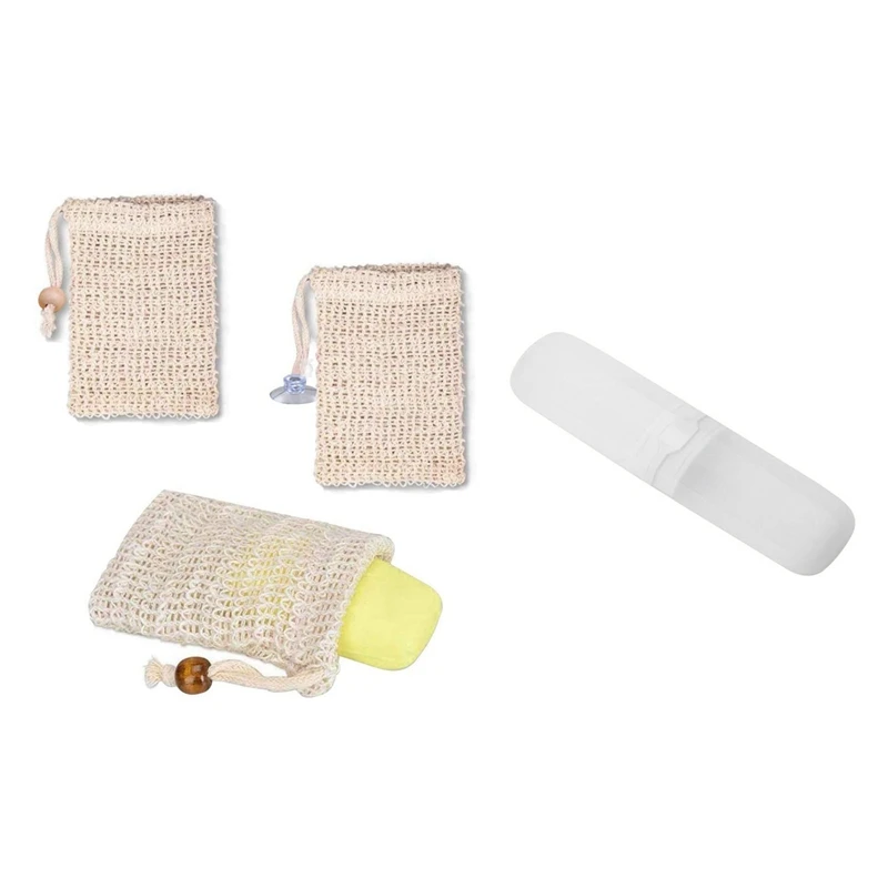 

Дорожный Чехол для зубной щетки, растягивающийся держатель для зубной пасты, прозрачные белые и сизальные пакеты для мыла, натуральный сиза...