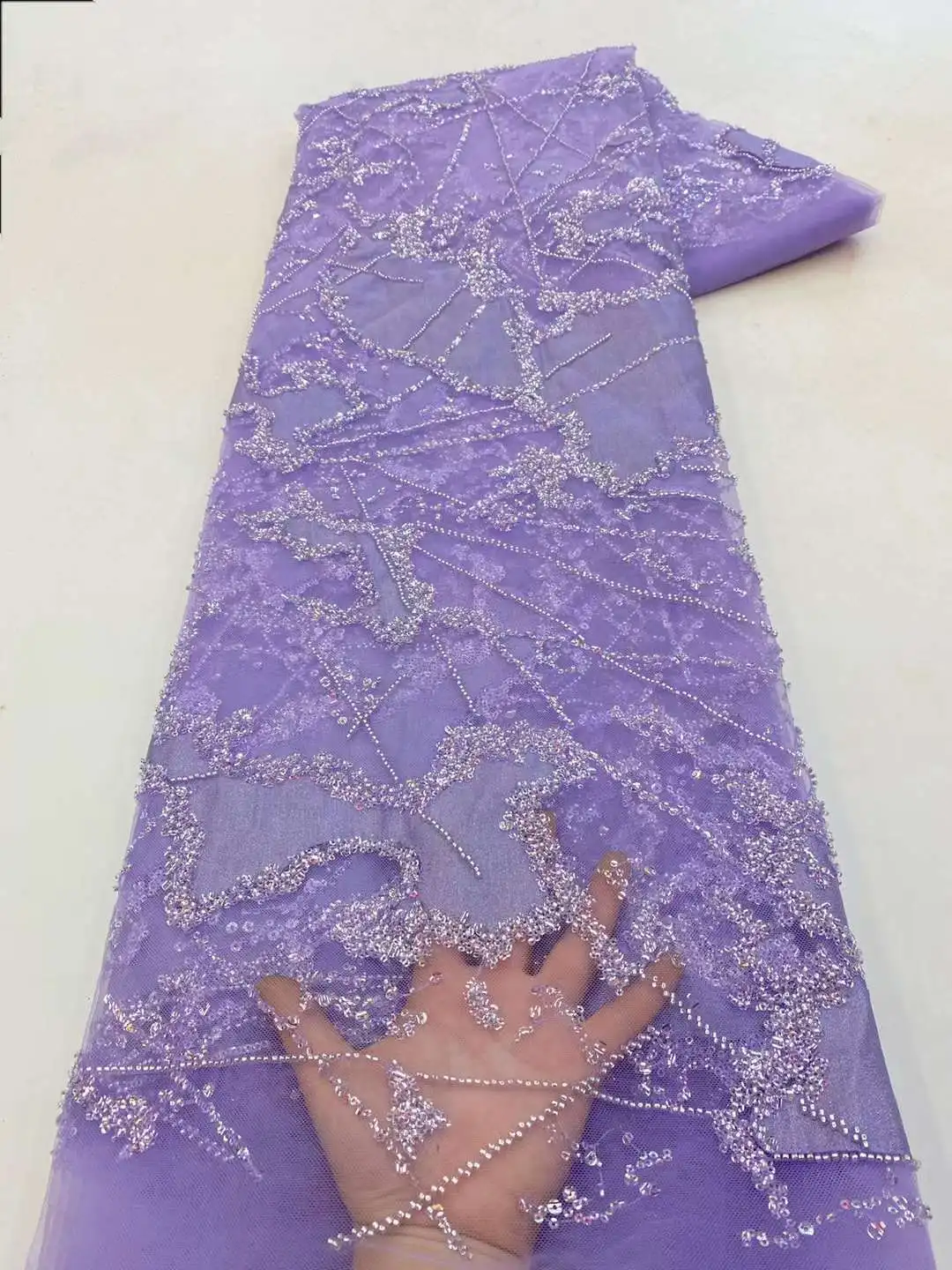 

Африканская кружевная ткань 2023, высокое качество, французская 3D Роскошная вышивка блестками, бусины, тюль, кружевная ткань для фотоплатья XZ82AB