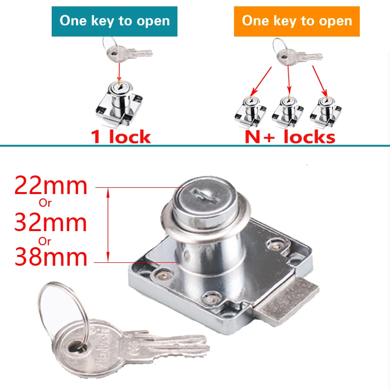 

Drawer Furniture Lock Same Key 22/33/38 mm Wardrobe Cabinet Door Locker Office Desk Letter MailBox Cam Locks Hardware