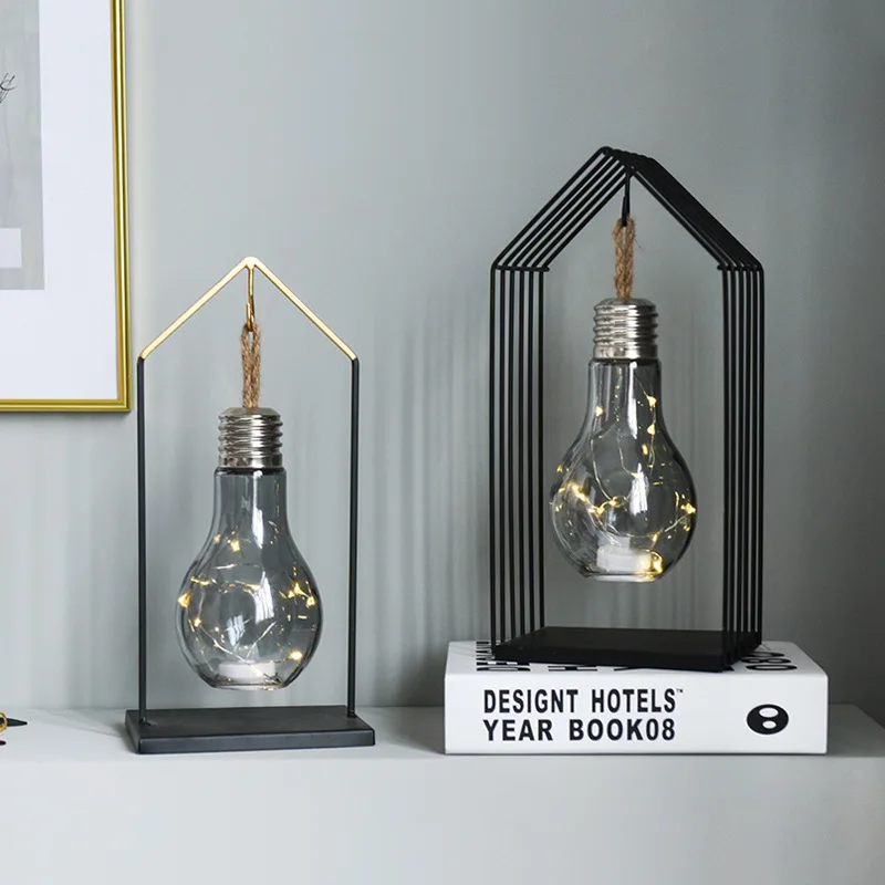 

Ретро-лампочка из кованого железа, ночсветильник, украшение для спальни, прикроватный столик, лампа для кафе, ресторана, настольное украшен...