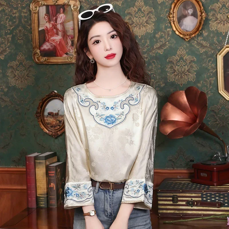 Новинка весенне-летняя винтажная жаккардовая рубашка высокого качества с