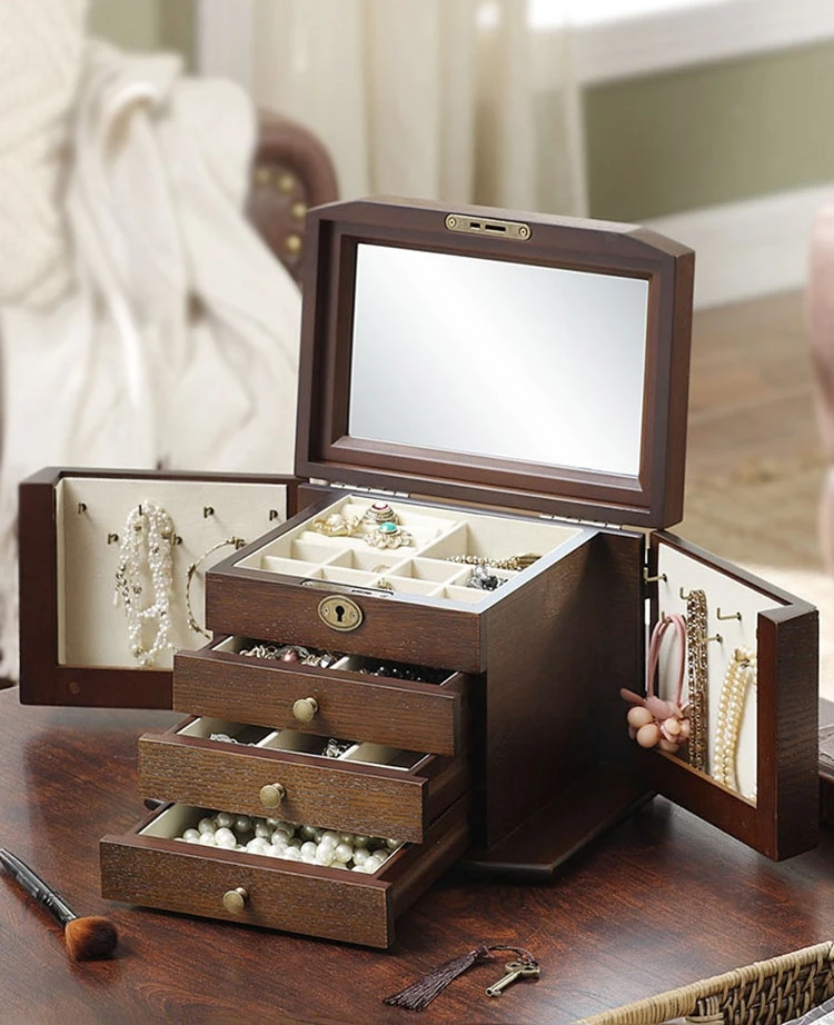 

Шкатулка для ювелирных изделий, высококачественная искусственная косметичка, косметичка, шкатулка для драгоценностей с замком, вместитель...