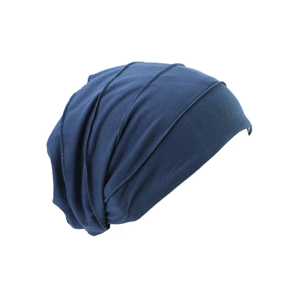 

1pc Female Double-layer Night Hat Multi-function Night Sleeping Head Cover Dark Blue
