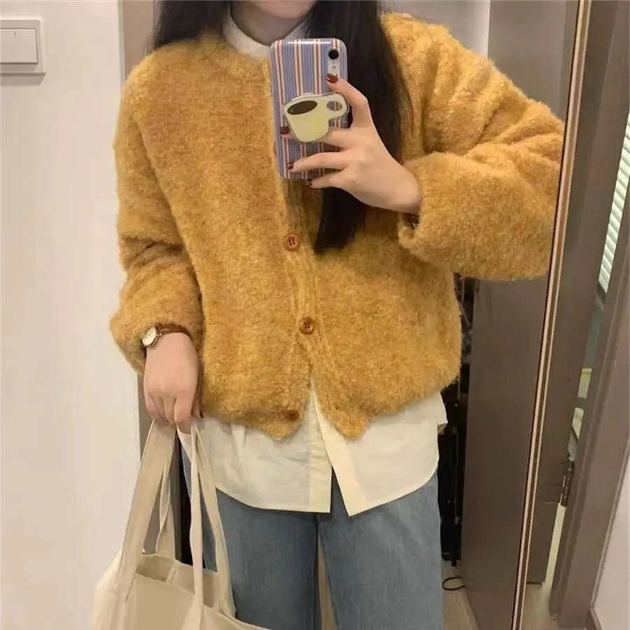 

Women's Autumn Clothing Traf Dress Korean Knitwears Gentle Wind Loop Sweater Soft Official Cardigan Coat Winter Loose Knit Outer