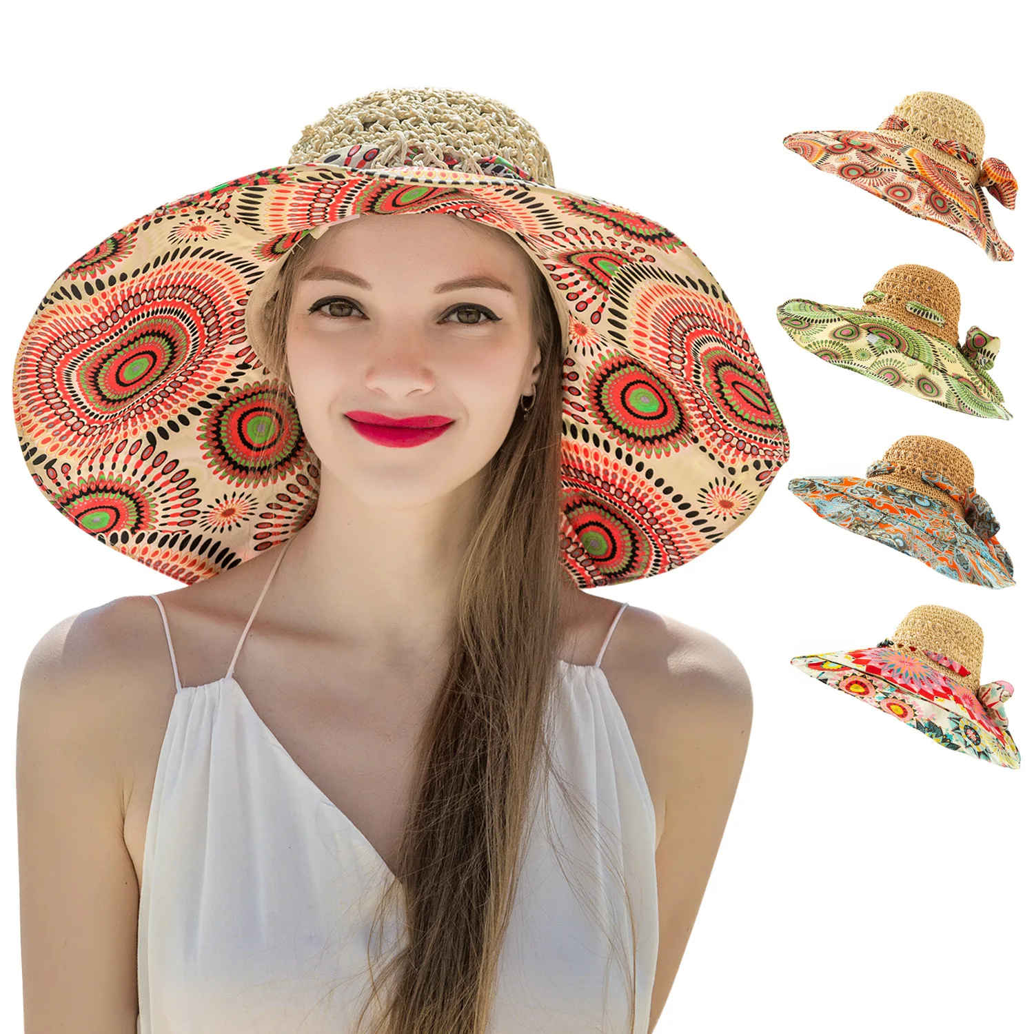 

Bohemian Spring and Summer Beach Shade Sunscreen Ladies Sun Hat Breathable Straw Hat Fisherman Hat Fashion Hair Accessories
