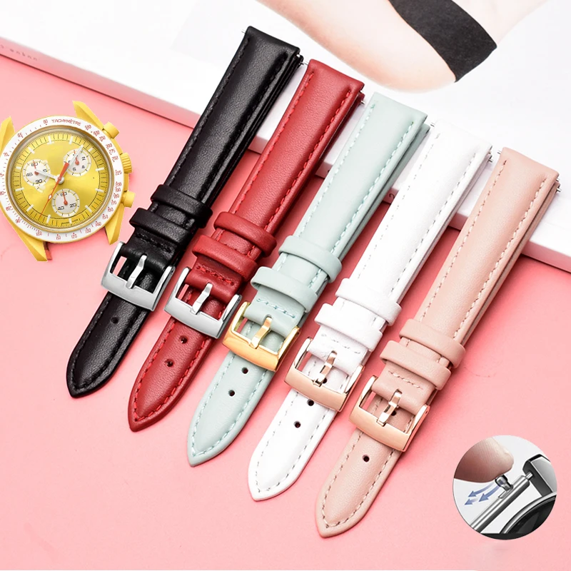 Ремешок кожаный быстросъемный для Omega Swatch спортивный браслет мужчин и женщин