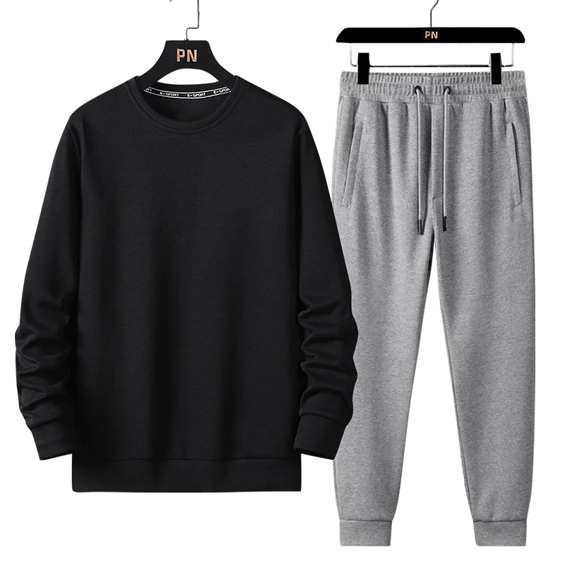 Large Size 10XL Autumn Men Tracksuit Suit Round Neck Long-Sleeved Sweatshirts Sweatpants 2 Piece Sets Male Running Sportswear
