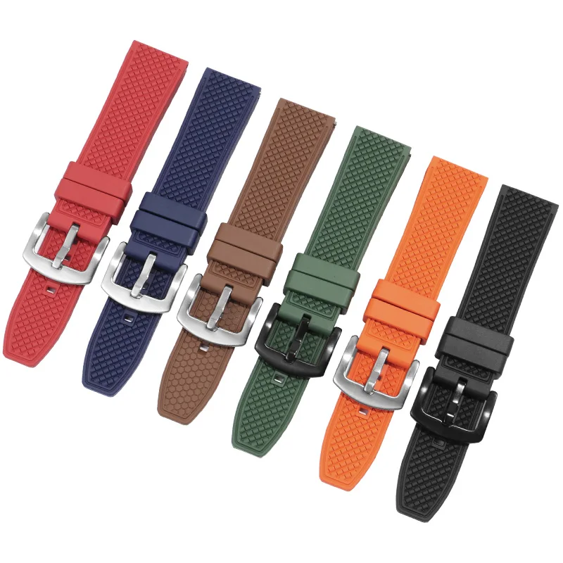 Universal Replacement Fluoro Rubber Watch Band 19/20/21/22mm Men's And Women's Soft Silicone Strap
