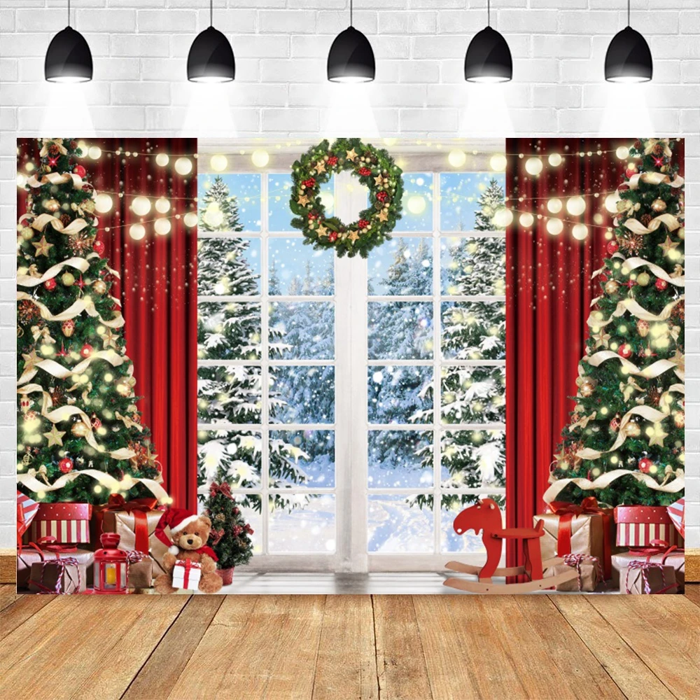 

Christmas Glitter Window Photography Backdrop Baby Portrait Winter Party Decor Background Photo Studio Photographic Photozone