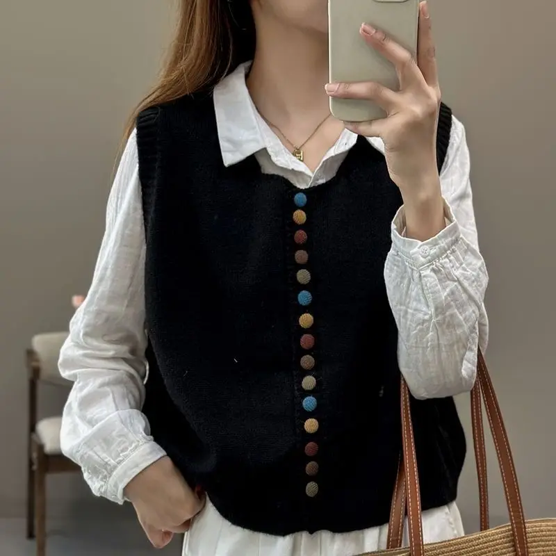 Новинка 2024 осенне-зимний модный вязаный жилет женский внутри и снаружи Женский