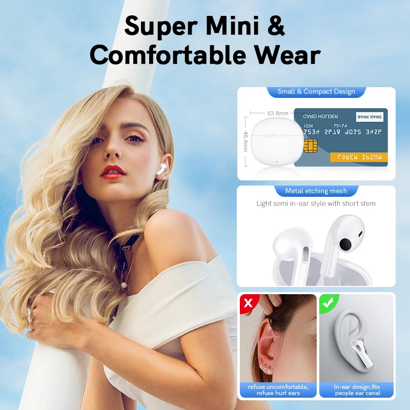 NEW QCY T20 Wireless Earphones Bluetooth 5.3 Earbuds 68ms Low Latency 13mm Driver HIFI Headphones 4 Mics+ENC HD Call Semi-in-ear