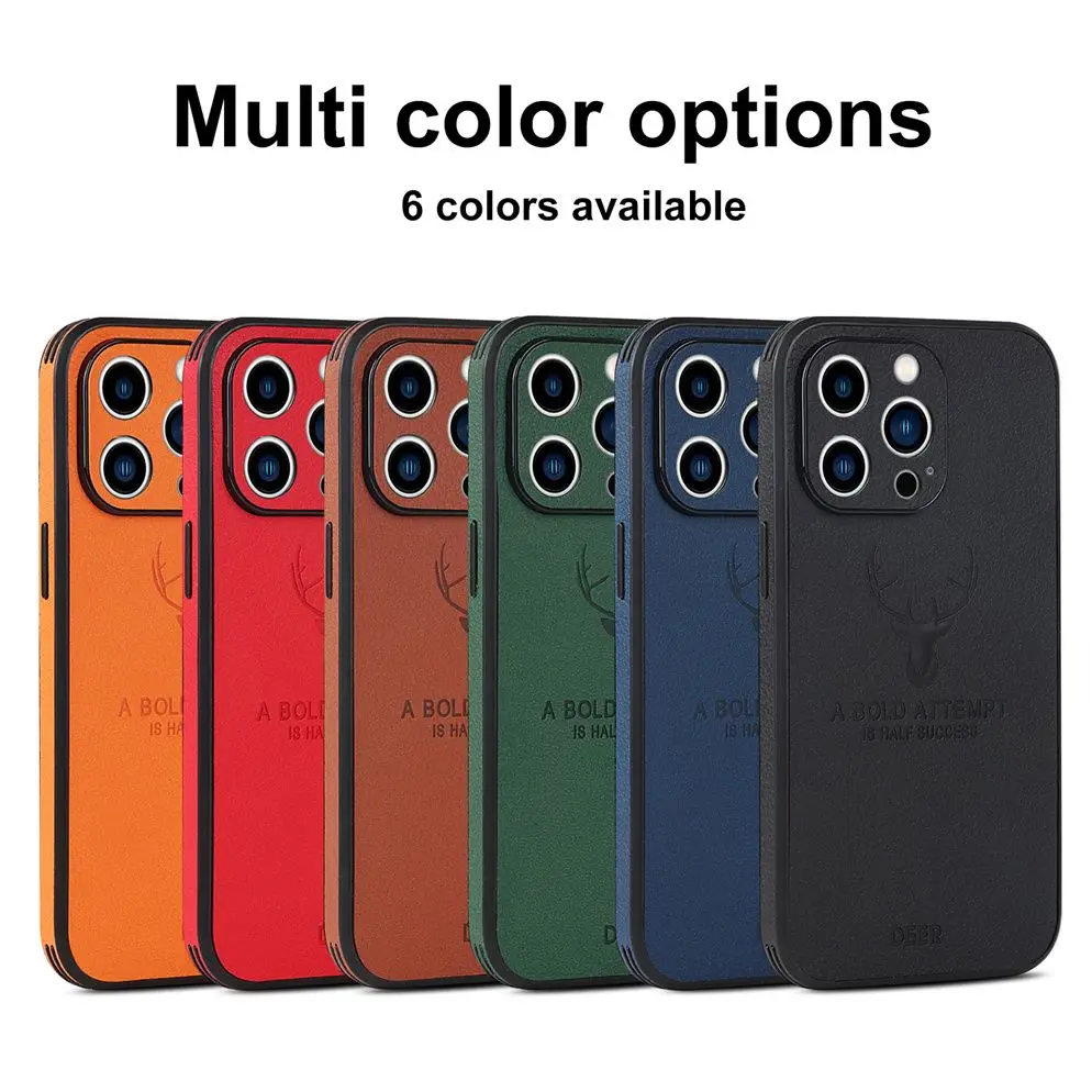 

Роскошный Премиум кожаный зернистый чехол для iPhone 12 13 Mini 11 Pro Xs Max X Xr SE 3 2022 7 8 Plus защитный чехол с рисунком оленя