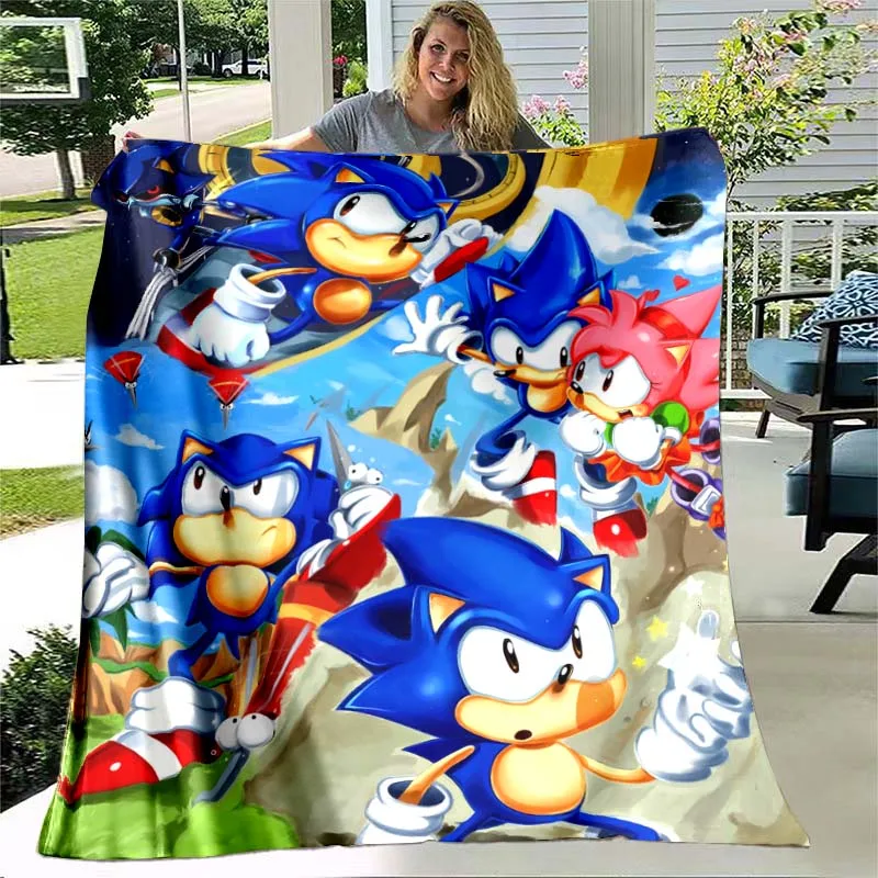 

Sonic Cartoon Innocence Print Blanket Bedroom Living Room Keep Winter Autumn Warm Gifts for Friends and Family Children