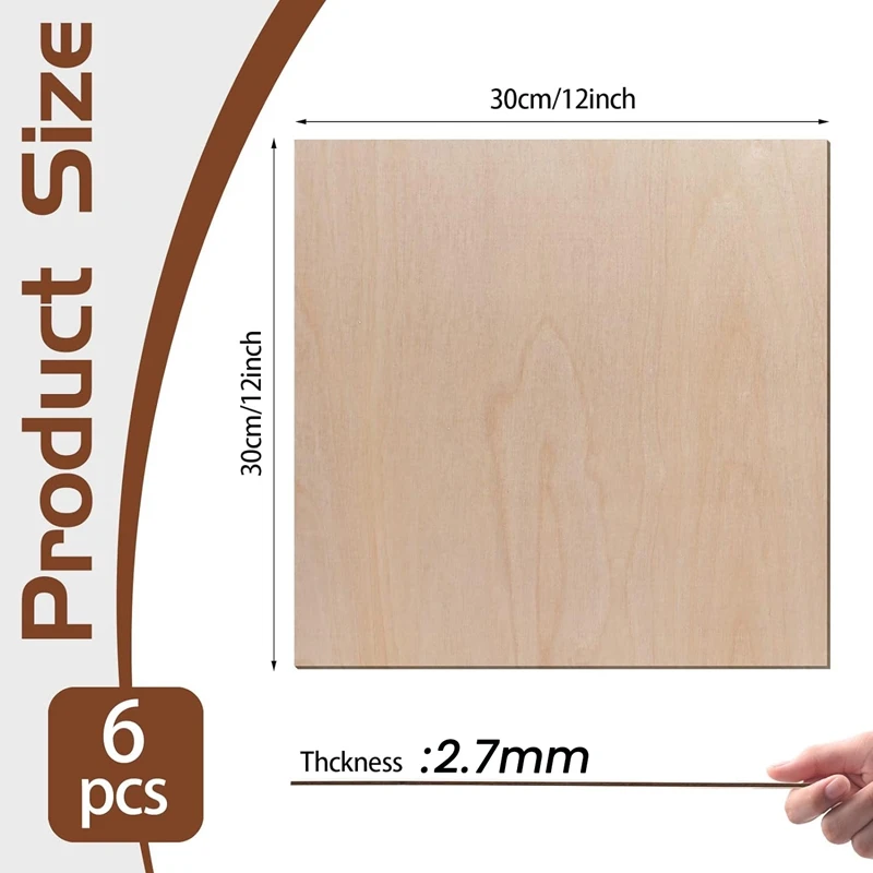 Комплект из 6 предметов фанеры толстая НЕОБРАБОТАННАЯ древесина для рукоделия