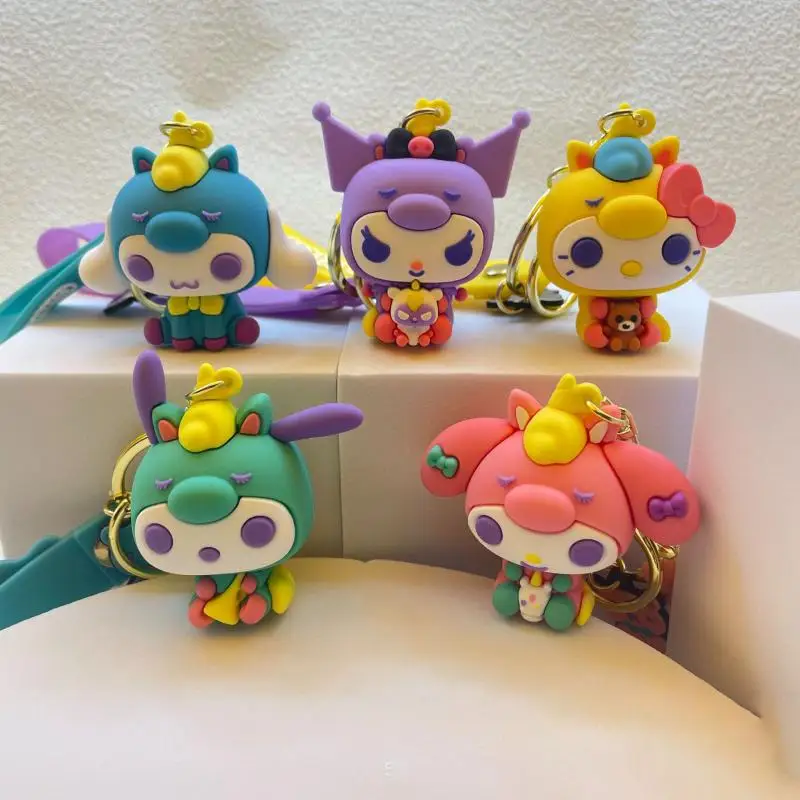 

Sanrio Keychains Anime Kuromi Melody Kawaii Hello Kitty Cinnamoroll Pompompurin Toy Doll Ornament Keychain Car Pendant Gifts