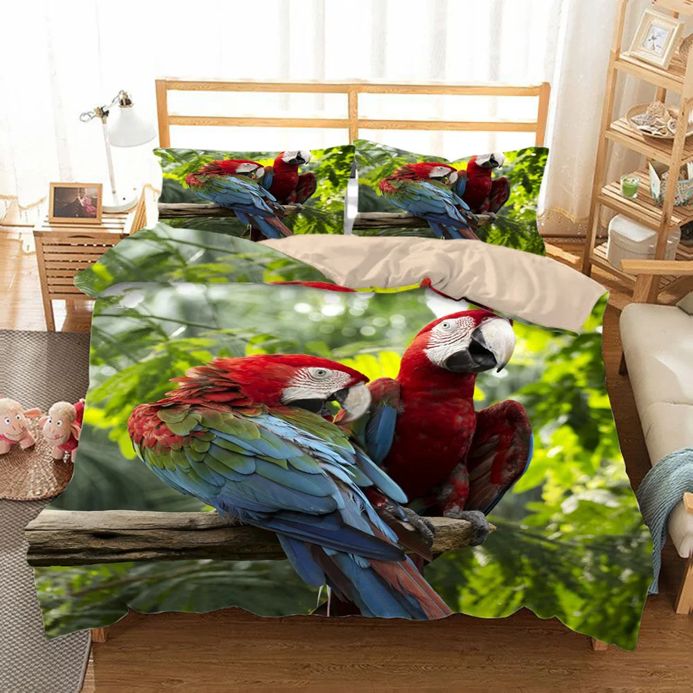 

Macaw Parrot Bird Aniaml Kids Girl Quilt Durex Full Twin King Size3Pcs Duvet Cover Bedding Linen Set Bedspread200x200 240x220