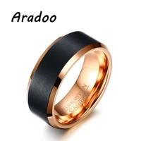aradoo fashion 8mm tungsten steel mens ring rose gold mens titanium steel ring