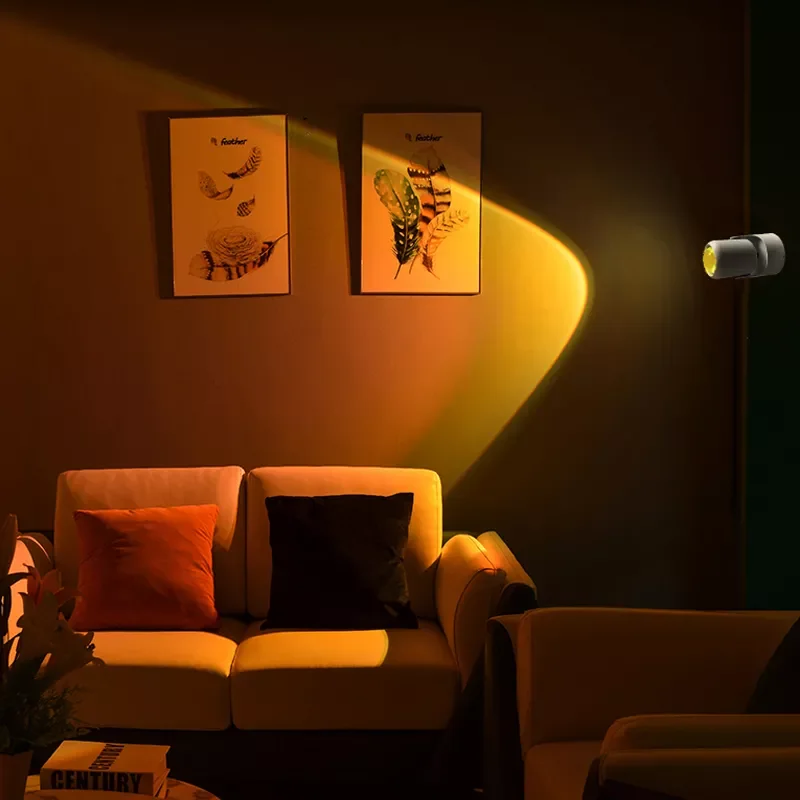 

Sunset Projector Wall Lamp LED Atmosphere Wall Sconce Light Fixture Rainbow Projection Lamp for Bedroom Art Deccor Lighting