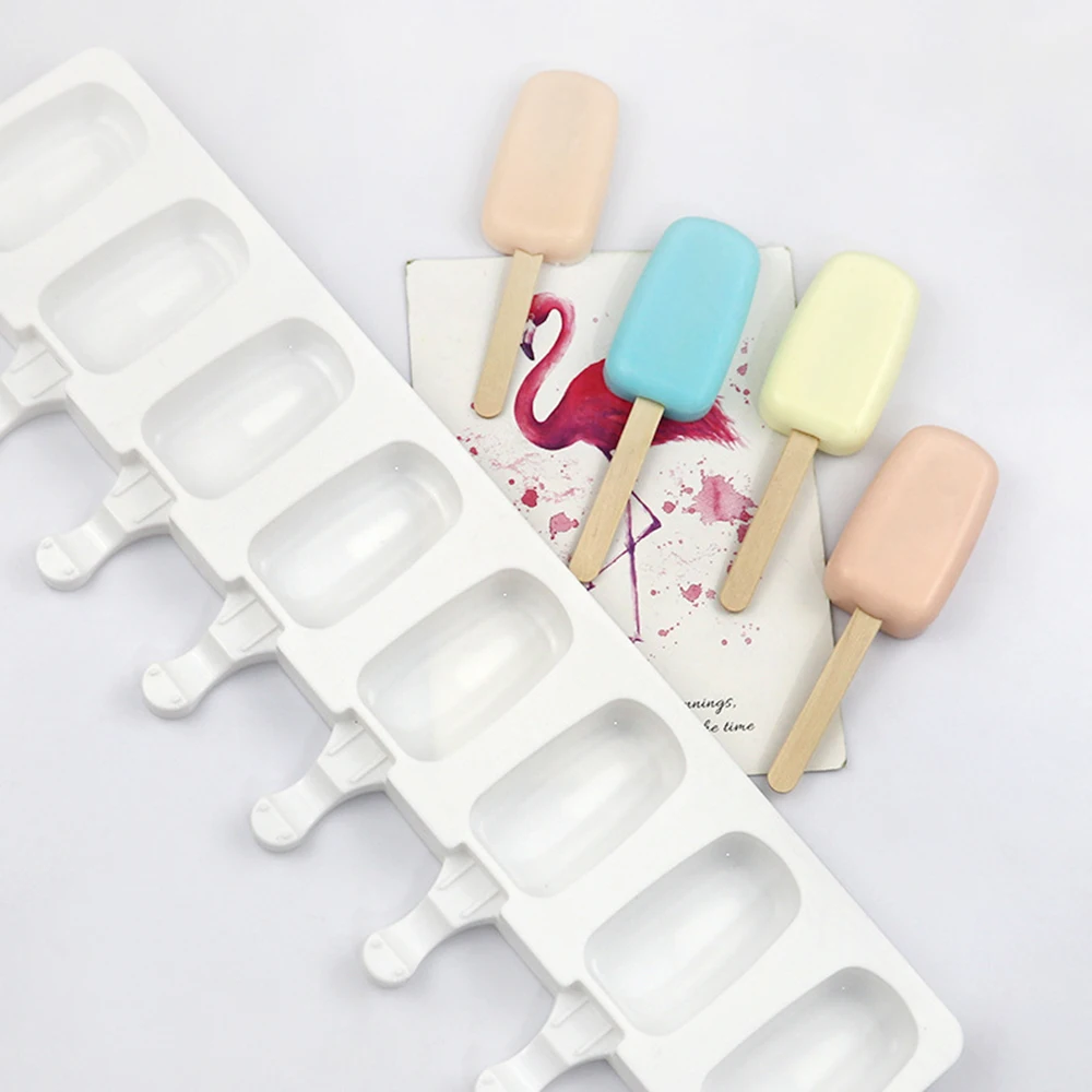 

8 Cavities Oval Shape Ice Cream Silicone Mold Popsicle Ice Cube Tray DIY Cake Dessert Jelly Pudding Mould Maker Kitchen Bakeware