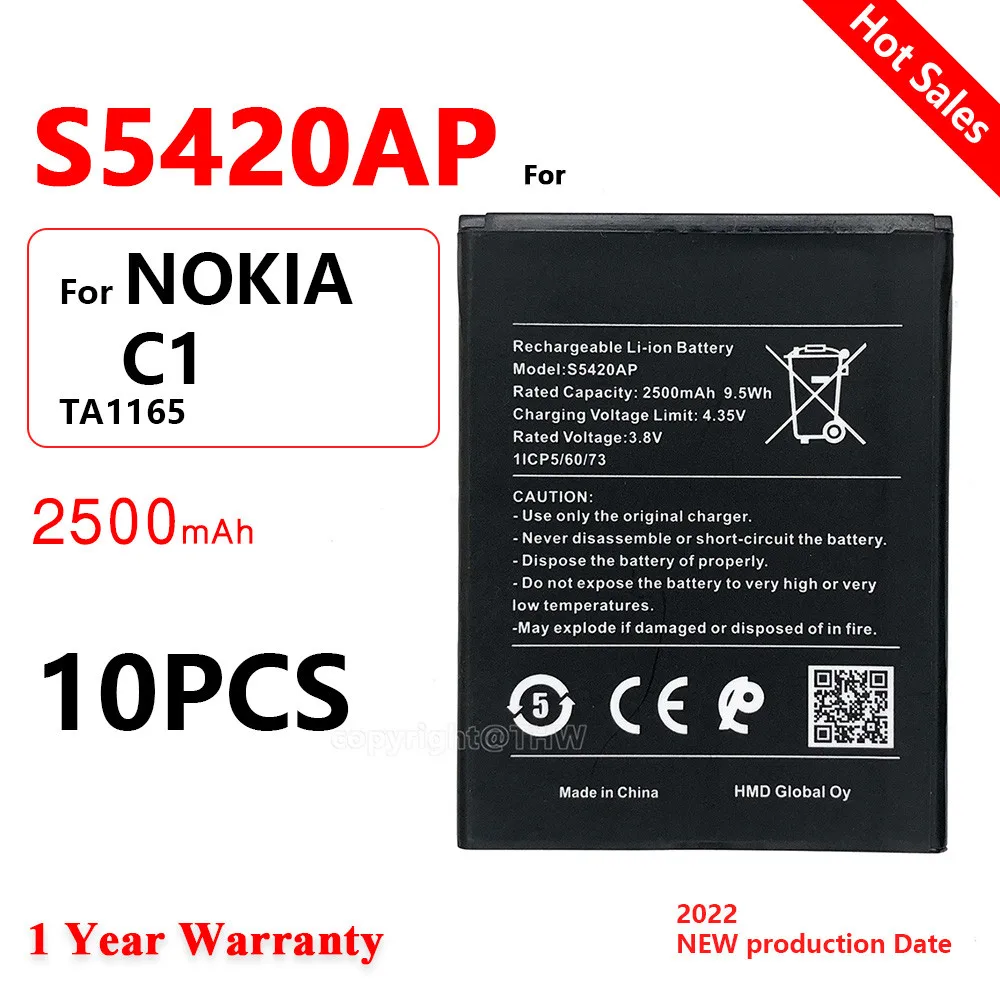 

Genuine S5420AP 2500mAh 9.5Wh Battery for NOKIA C1 TA1165 TA 1165 S5420AP Smart Phone Replacement Battery+Tracking Code